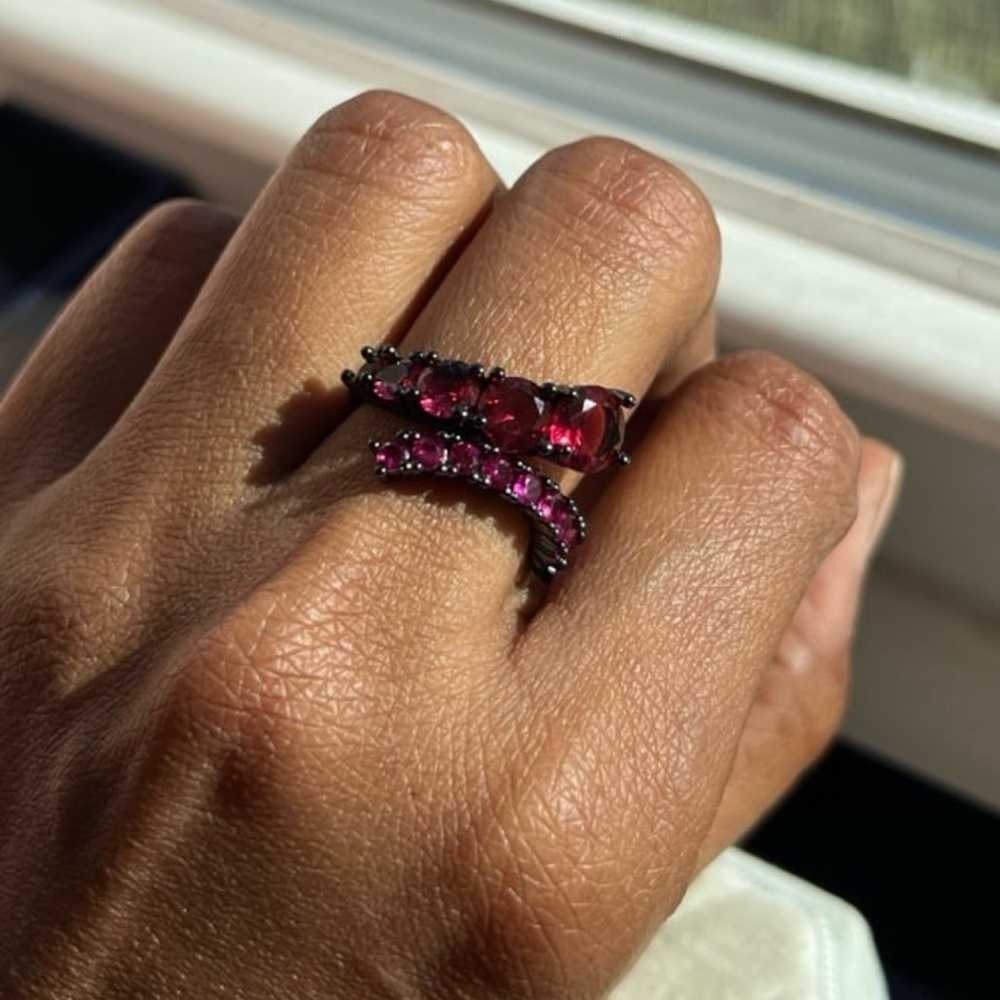 Hematite Finish Swarovski Elements Ruby Wine Red … - image 6